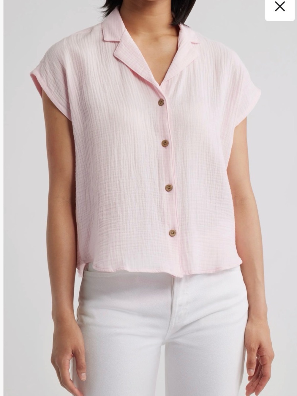 beachlunchlounge Lexi Gauze Top in Pale Pink